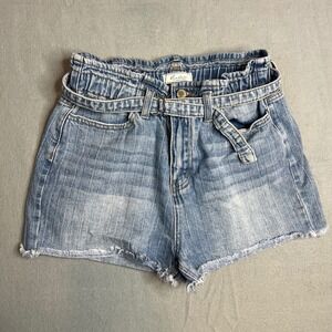 KanCan Ultra High Rise Denim Shorts Size M  Paperbag WaistPinstripe